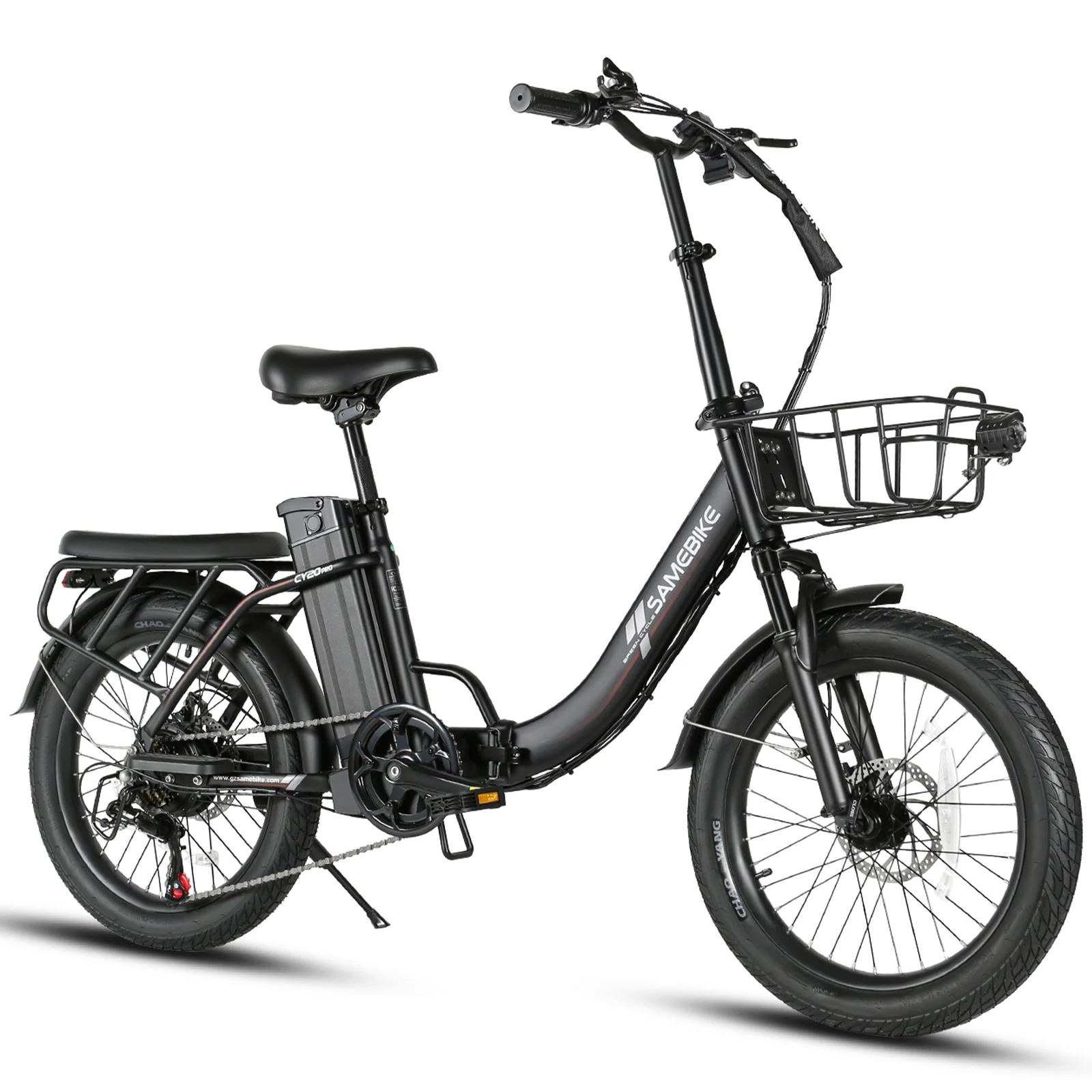SAMEBIKE CY20 Pro-FT negra, vista trasera de tres cuartos