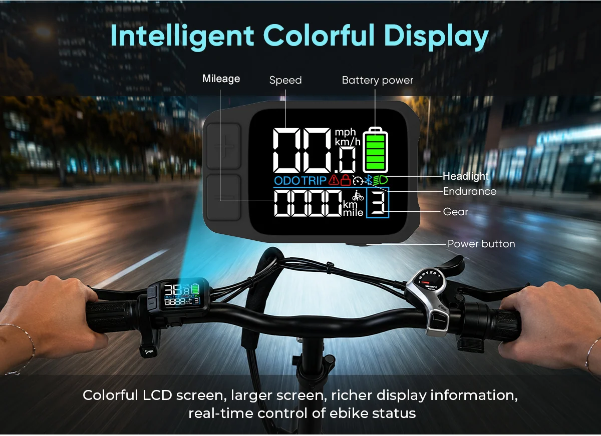 Pantalla LCD a color sin puerto USB de la SAMEBIKE CY20 Pro-FT