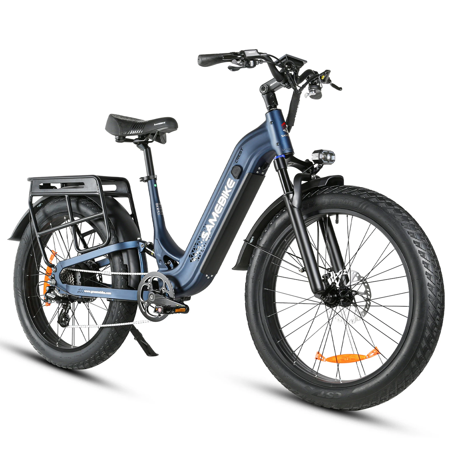 SAMEBIKE CREST azul acero, vista trasera de tres cuartos