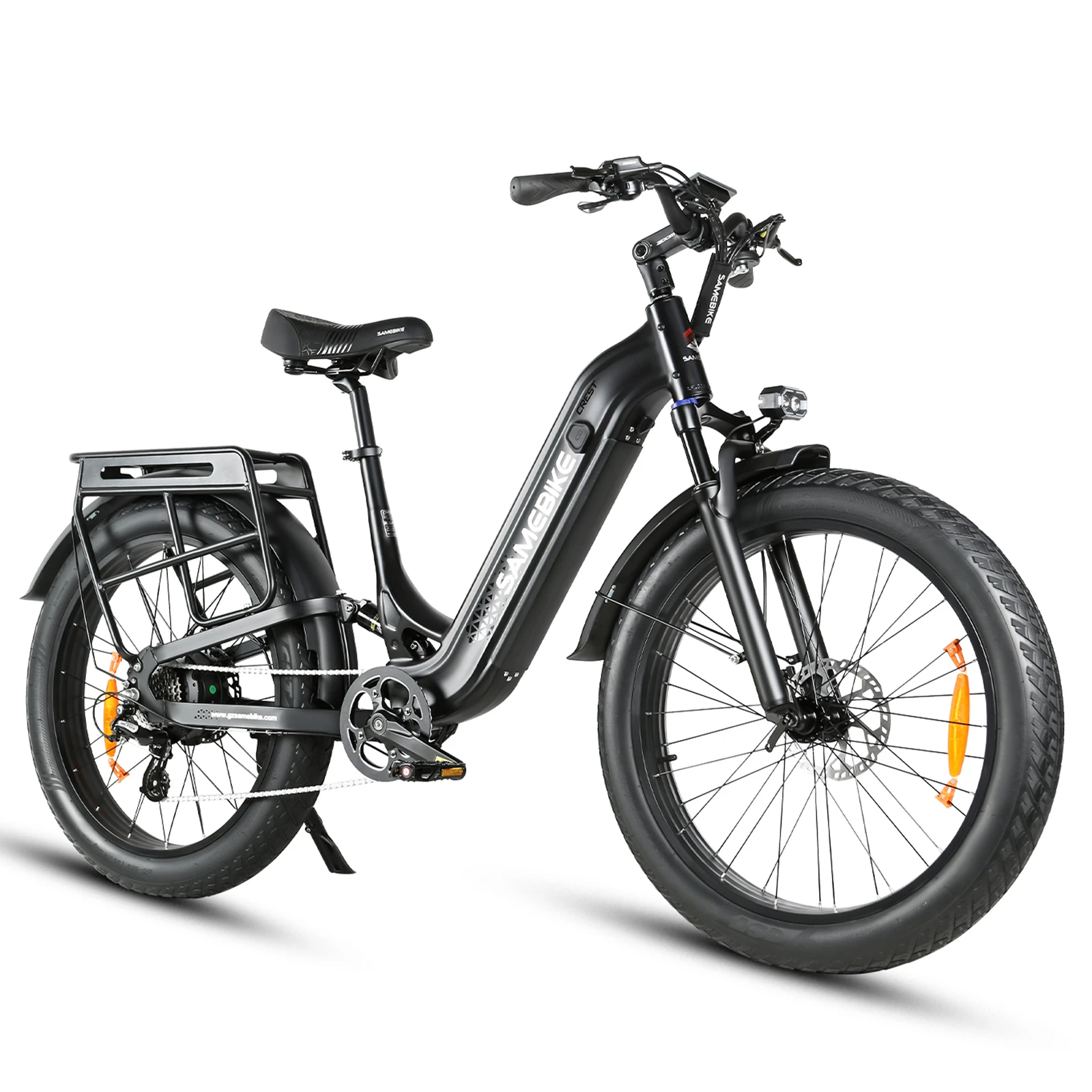 SAMEBIKE CREST negra, vista delantera de tres cuartos