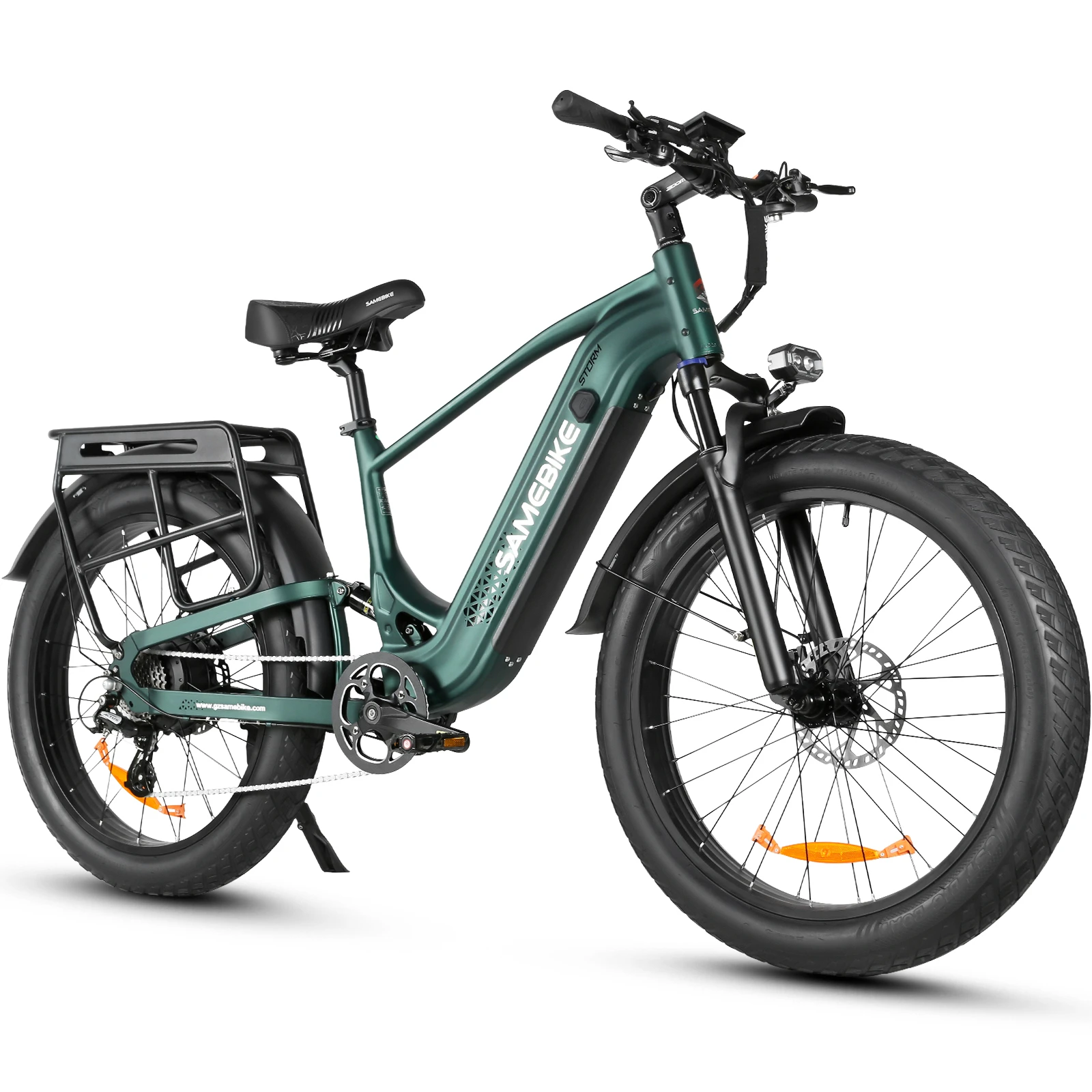 SAMEBIKE STORM verde, vista de tres cuartos desde el lado derecho